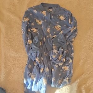 Old NAVY 5t Blue Polar Bear Print Fleece Footie Pajamas